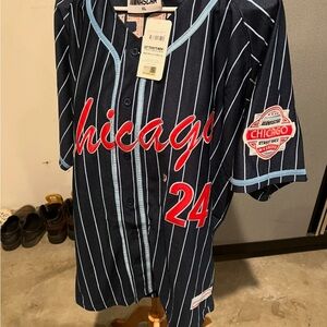 Nascar Navy and Red Pinstripe Jersey